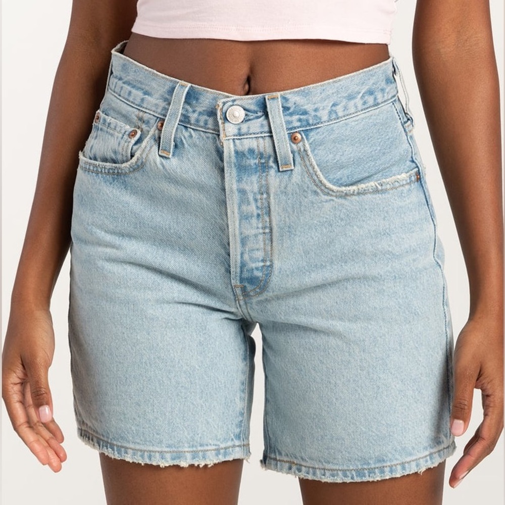Levi's 501 Mid Thigh Light Wash Denim Shorts